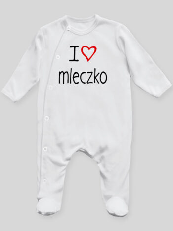 I Love Mleczko - pajac niemowlęcy - Biały