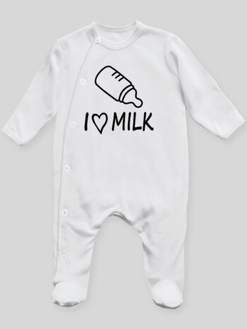 I Love Milk - pajac niemowlęcy - Biały