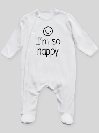 I'M So Happy - pajac niemowlęcy - Biały