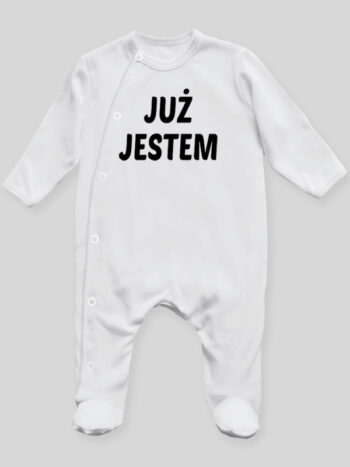 Już Jestem - pajac niemowlęcy - Biały
