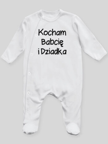Kocham Babcię I Dziadka 01 - pajac niemowlęcy - Biały