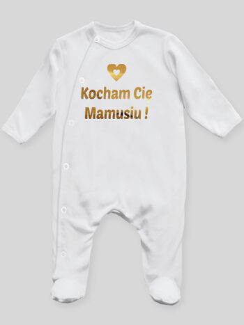 Kocham Cię Mamusiu! 01 - pajac niemowlęcy - Biały