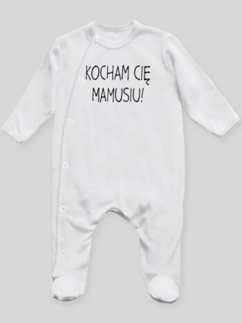 Kocham Cię Mamusiu! 02 - pajac niemowlęcy - Biały