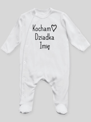 Kocham Dziadka Z Imieniem - pajac niemowlęcy - Biały