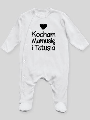 Kocham Mamusię I Tatusia 01 - pajac niemowlęcy - Biały