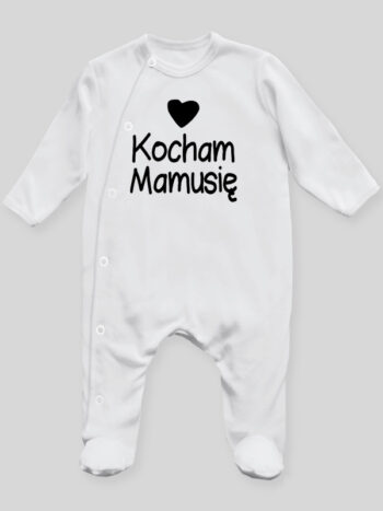 Kocham Mamusię 01 - pajac niemowlęcy - Biały