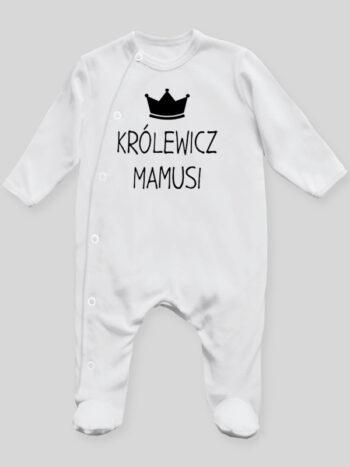 Królewicz Mamusi - pajac niemowlęcy - Biały