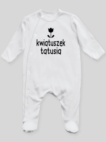 Kwiatuszek Tatusia - pajac niemowlęcy - Biały