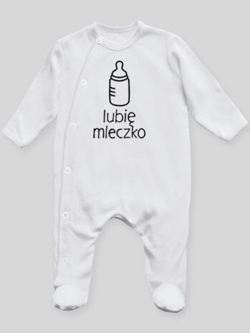 Lubię Mleczko - pajac niemowlęcy - Biały