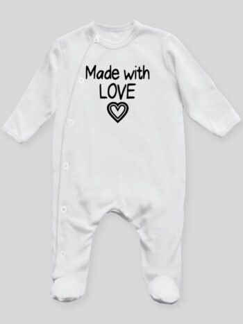 Made With Love - pajac niemowlęcy - Biały