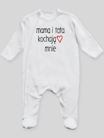 Mama I Tata Kochają Mnie - pajac niemowlęcy - Biały