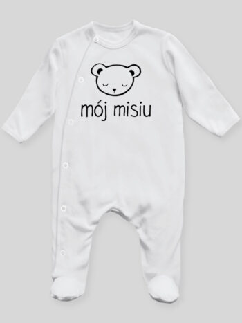 Mój Misiu - pajac niemowlęcy - Biały