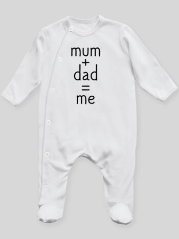 Mum Dad Me - pajac niemowlęcy - Biały