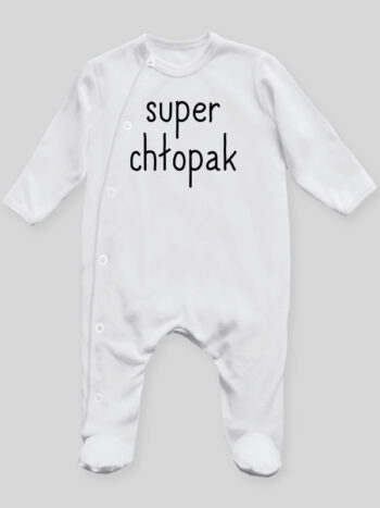 Super Chłopak - pajac niemowlęcy - Biały