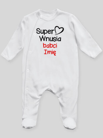 Super Wnusia + Imię Babci - pajac niemowlęcy - Biały