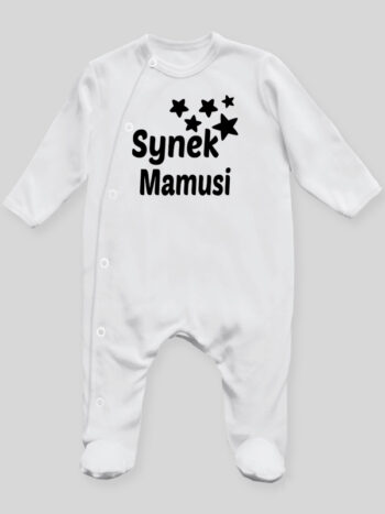 Synek Mamusi - pajac niemowlęcy - Biały