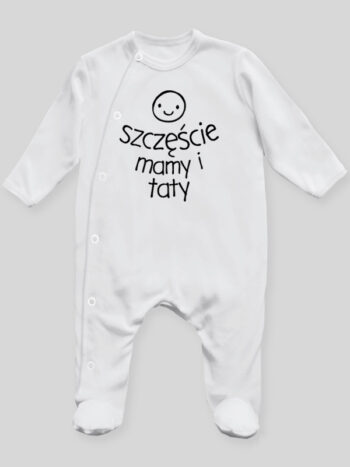 Szczęście Mamy I Taty - pajac niemowlęcy - Biały