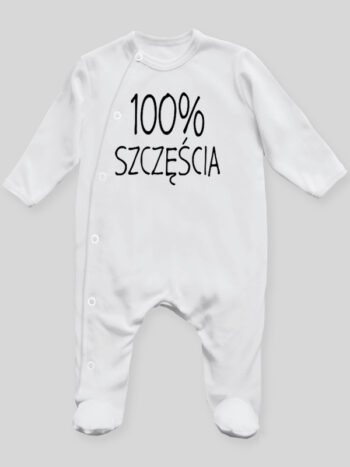 100% Szczęścia 02 - pajac niemowlęcy - Biały