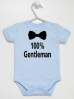 100% Gentelman z Muchą - body dla chłopca z nadrukiem - Błękitny - Krótki rękaw