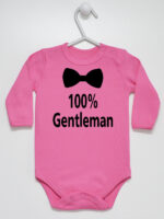 100% Gentelman z Muchą - body dla chłopca z nadrukiem - Ciemny Różowy - Długi rękaw