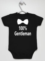100% Gentelman z Muchą - body dla chłopca z nadrukiem - Czarny - Krótki rękaw