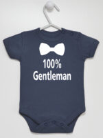 100% Gentelman z Muchą - body dla chłopca z nadrukiem - Granatowy - Krótki rękaw