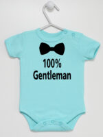 100% Gentelman z Muchą - body dla chłopca z nadrukiem - Miętowy - Krótki rękaw