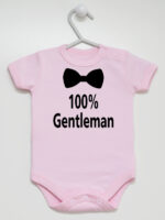 100% Gentelman z Muchą - body dla chłopca z nadrukiem - Różowy - Krótki rękaw