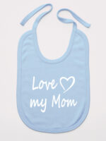 Love My Mom - śliniaczek dla niemowląt z napisami - Błękitny Love My Mom - śliniaczek dla niemowląt z napisami - Błękitny