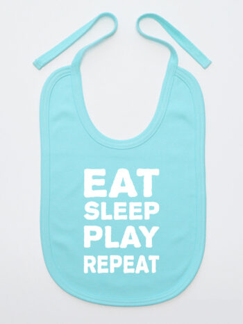 Eat Sleep Play Repeat - śliniak ze śmiesznym napisem - Miętowy