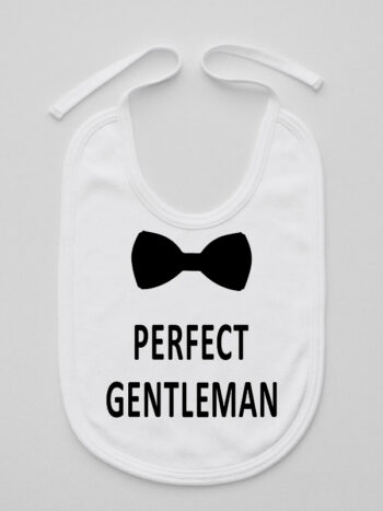 Perfect Gentleman z Muchą - śliniaczek z napisami - Biały