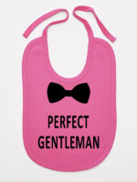 Perfect Gentleman z Muchą - śliniaczek z napisami - Ciemny Różowy
