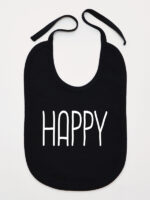 Happy - śliniak z napisem bawełniany - Czarny