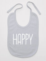 Happy - śliniak z napisem bawełniany - Szary