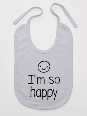 I'M So Happy - śliniaczek z napisami dla dziecka - Szary
