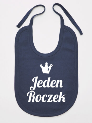 Jeden Roczek z Koroną - śliniak na roczek dla dziecka - Granatowy