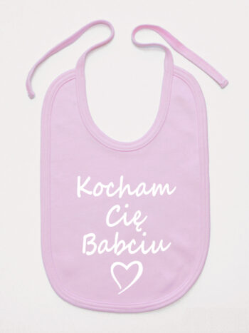 Kocham Cię Babciu z Serduszkiem - śliniak z nadrukami - Różowy