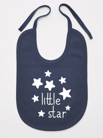 Little Star Napis z Gwiazdkami - śliniak dla dziewczynki - Granatowy