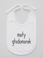 Mały Głodomorek - śliniaczek dla chłopczyka z napisami - Biały Mały Głodomorek - śliniaczek dla chłopczyka z napisami - Biały