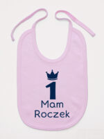 Jedynka z Napisem Mam Roczek - śliniaczek na urodziny - Różowy