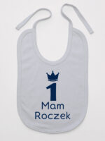 Jedynka z Napisem Mam Roczek - śliniaczek na urodziny - Szary