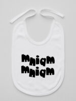 Mniam Mniam - śliniak z nadrukiem dla noworodków - Biały
