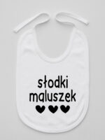 Słodki Maluszek z Serduszkami - śliniak dla niemowlaka - Biały
