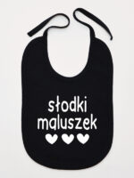 Słodki Maluszek z Serduszkami - śliniak dla niemowlaka - Czarny