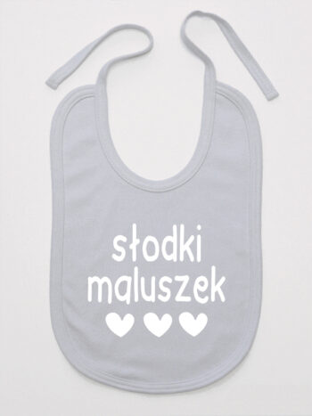Słodki Maluszek z Serduszkami - śliniak dla niemowlaka - Szary