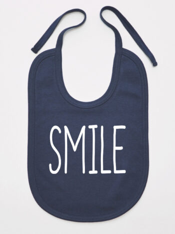 Smile- śliniaczek z napisem dla niemowlaka - Granatowy