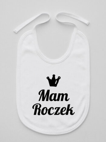 Mam Roczek - ślinak z nadrukiem dla niemowląt - Biały