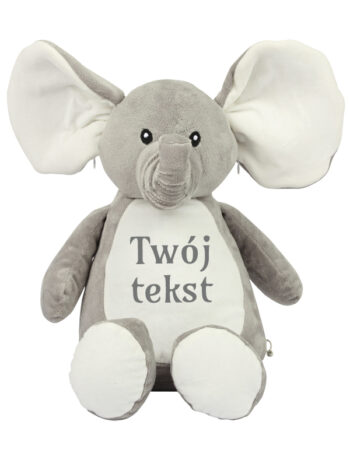 Słonik Szary z Twoim Napisem 42 cm - duży pluszak dla niemowląt - 4