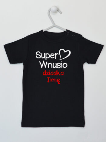 Super Wnusio Dziadka + Imię - t-shirt dla chłopca - Czarny - Koszulka krótki rękaw