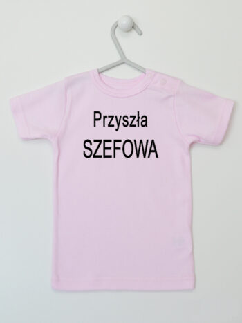 Przyszła Szefowa - koszulka dziewczęca z napisami - Różowy - Koszulka krótki rękaw